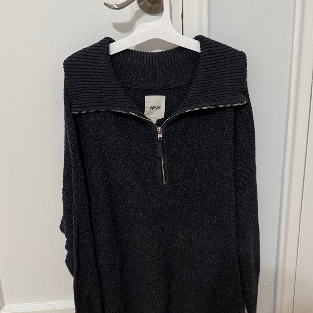 Aerie Women's Charcoal Zip-Up Sweater